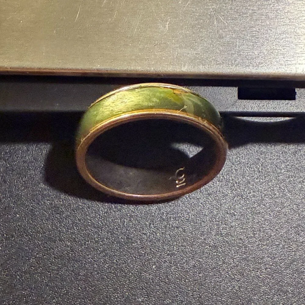 Men's Vintage ICQ Natural Stone Tiger Eye Band Ring Size 9